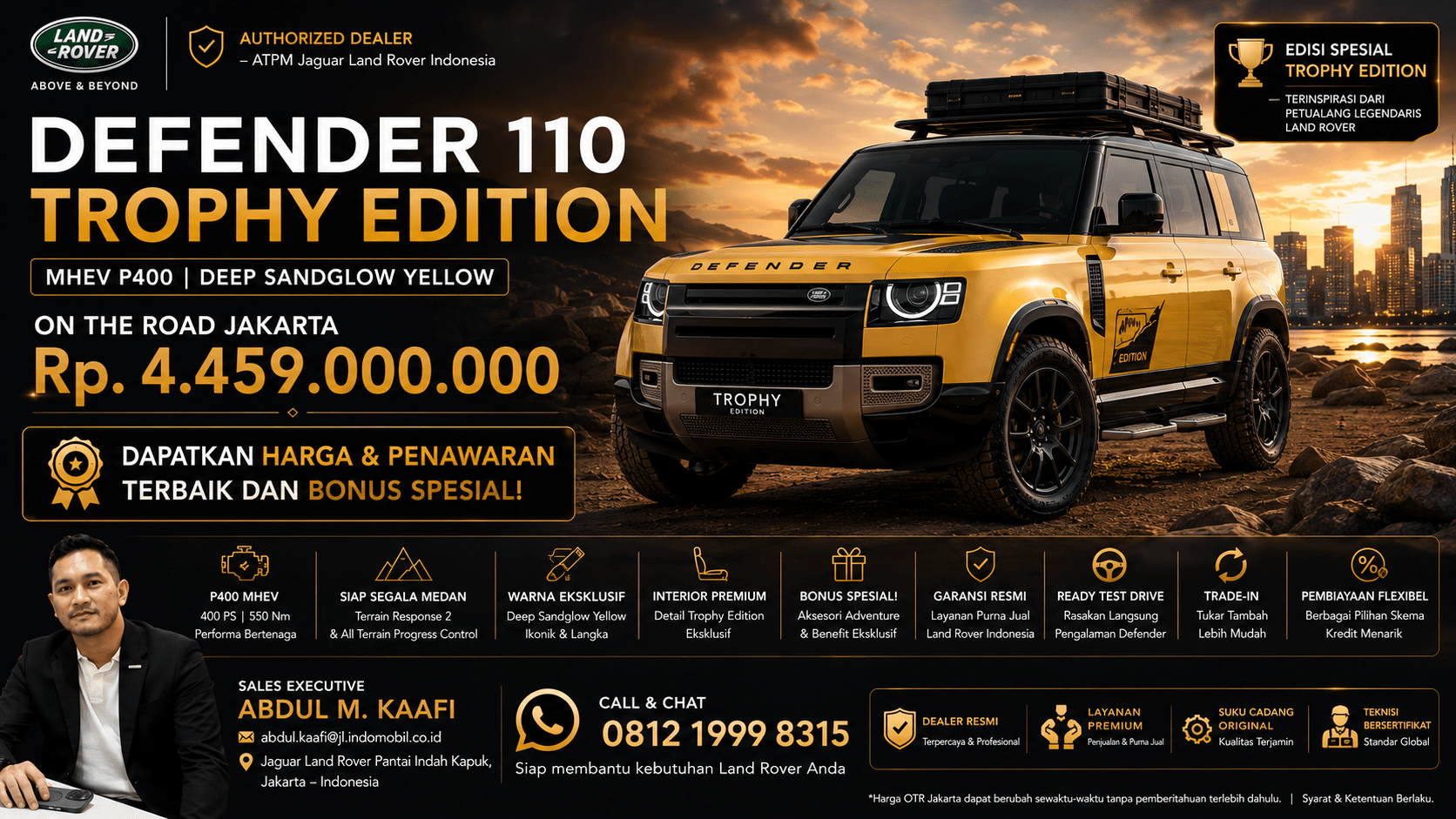 Defender 110 Trophy Edition MHEV P400, Deep Sandglow Yellow