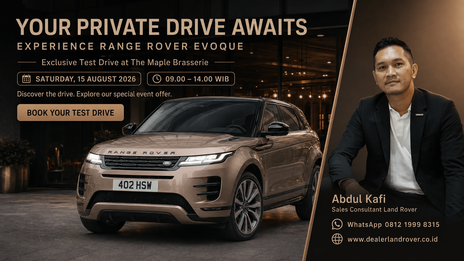 Test Drive Range Rover Evoque di The Maple Brasserie