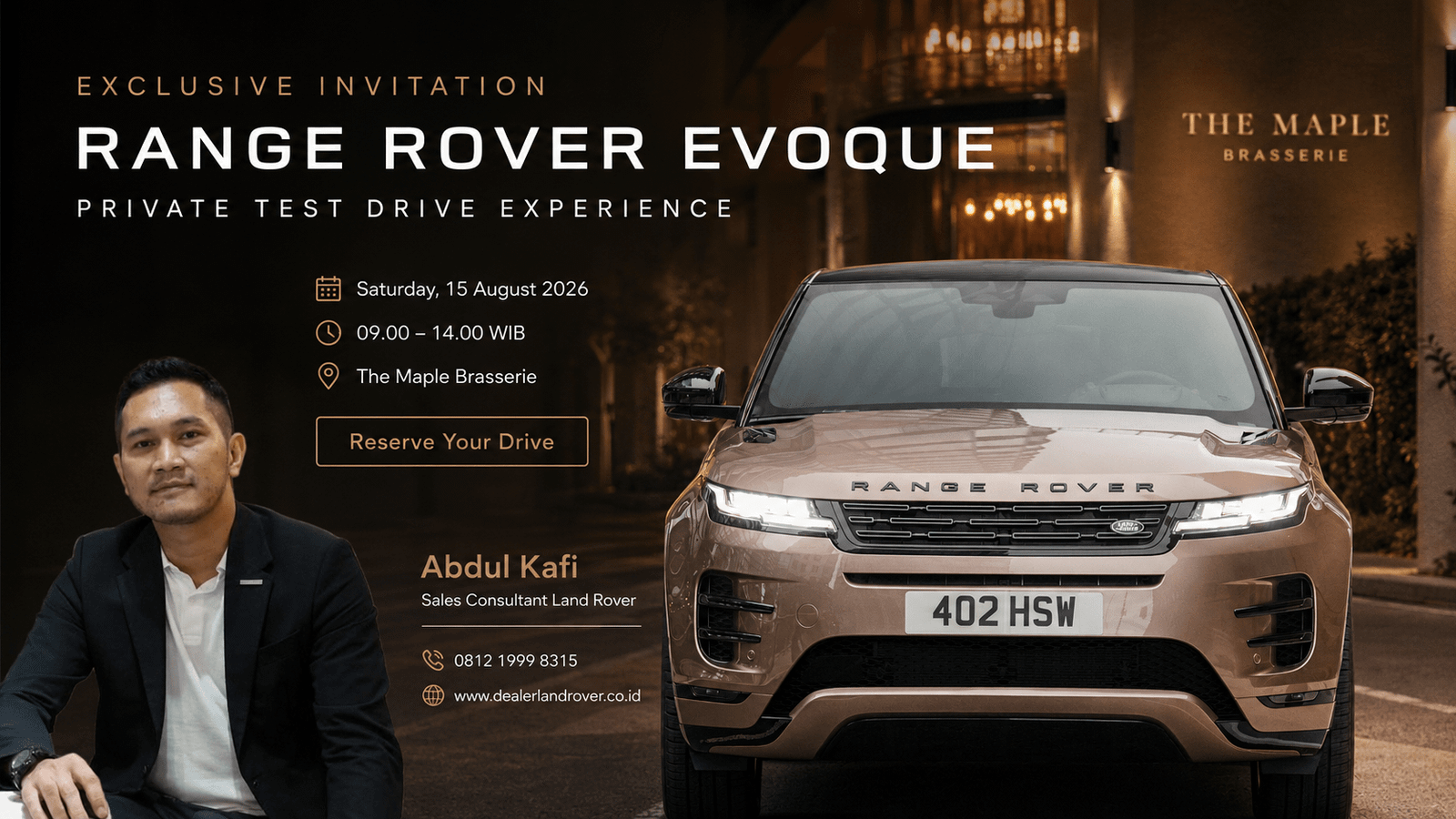 hadiri Test Drive Range Rover Evoque di The Maple Brasserie